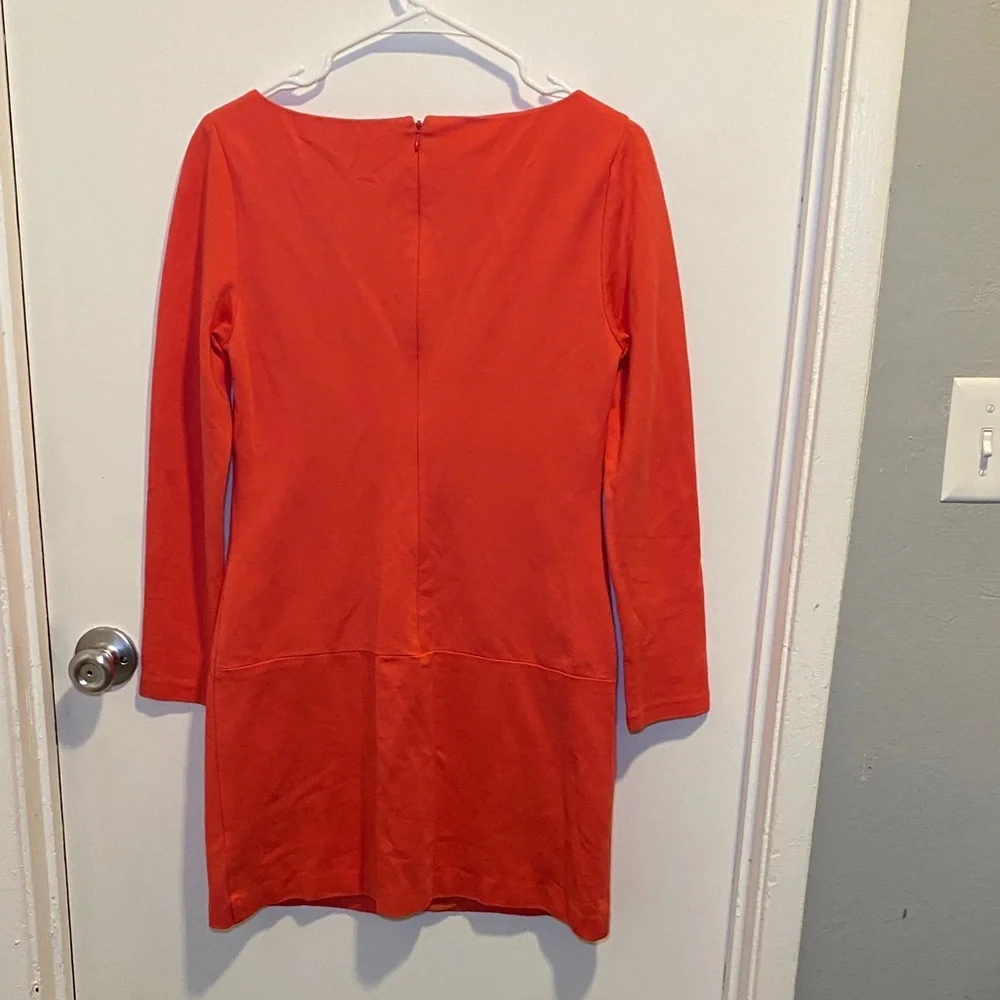 Trina Turk Orange-Red Long Sleeve Sheath Dress
